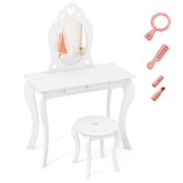 Kids Princess Makeup Dressing Play Table Set with Mirror